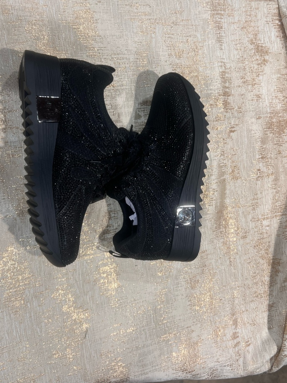 Women’s Black Sparkle Platform Sneakers